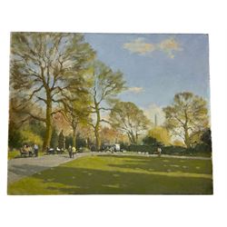William Burns (British 1923-2010): 'Victoria Embankment Gardens - Spring', oil on board signed, titled verso 40cm x 51cm (unframed)