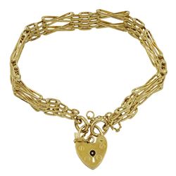 9ct gold fancy four bar link bracelet, hallmarked, approx 16gm