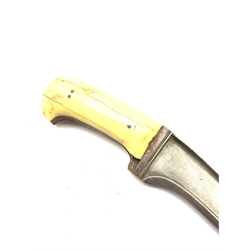 Indo Persian dagger with curved and fullered blade and ivory handle total length 32cm