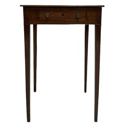 19th century mahogany side table, fitted with one frieze drawer, raised on square tapering supports 
