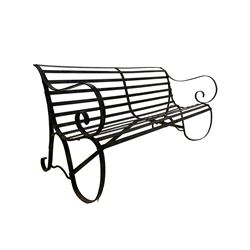 Iron banded strapwork garden bench