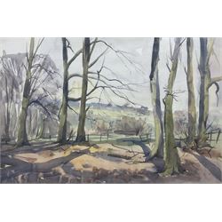 Angus Bernard Rands (British 1922-1985): Winter Sunlight through the Trees, watercolour signed, indistinctly titled verso 37cm x 54cm