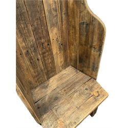 Reclaimed waxed pine high back boarded chair