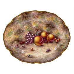 Orb Bone China oval platter hand painted with a still life of fruit by Paul D. English, L38cm 