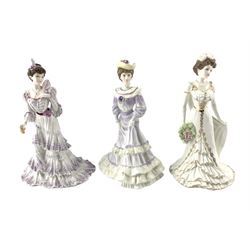 Six Coalport Golden Age limited edition figures comprising 'Beatrice at the Garden Party', 'Louisa at Ascot', 'Georgina', 'Alexandra at the Ball', 'Charlotte a Royal Debut' and 'Eugenie First Night at the Opera' (6)