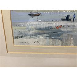 Robert King (British 1936-): 'Woodbridge After Rain', gouache signed, labelled verso 27cm x 54cm