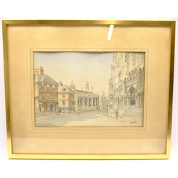 Alfred Gill (British 1897-1981): 'St Michael le Belfrey and the Minster York', watercolour signed and titled 24cm x 30cm
Notes: Gill was a protégé of Sir Henry Rushbury (1889-1968); he exhibited at the Royal Academy and the Paris Salon, and was President of the York Art Society