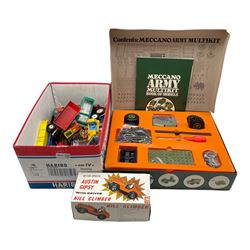 Quantity of Corgi, Dinky and other die cast models and Meccano Army Multikit 