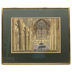 Alfred Gill (British 1897-1981): York Minster Interior - Choral Concert under West Window, watercolour signed 38cm x 53cm
Notes: This depicts the York Celebrations Choir, formed in 1971 to celebrate York's 1900 celebrations