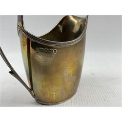 George III silver cream jug, reeded border and initialed cartouche by Thomas Meriton, London 1797, H10cm 4.51 oz