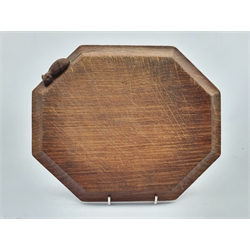 Thompson of Kilburn Mouseman oak cheese board of canted rectangular form with carved mouse signature L30cm
