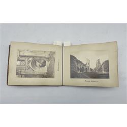 Victorian photograph album and contents including Sidney Harbour, York Minster, Edinburgh and other Scottish views etc, circa 1880, some dated, seventy five photographs in all