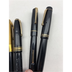 Parker Duofold fountain pen, stamped Made in Canada with 14ct nib, Conway Stewart no. 58 fountain pen with 14ct nib, Mabie Todd & Co. Swan Self-Filler fountain pen with 14ct gold nib, Mabie Todd & Co. 