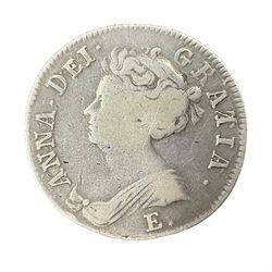 Queen Anne 1707 shilling coin, E below bust