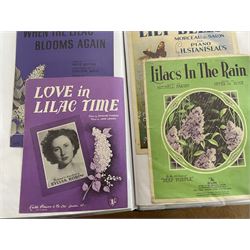 Two albums of Victorian and later sheet music covers relating to flowers to include Sweet Blossom, A Rose in a Garden of Weeds, The Blush Rose Waltz, Perfume of Roses Air de Ballet, Songs of the Season by Charles Coote junior, Jasmine by Billy Mayeri, Bats in the Belfry and many others (approx 120, plus later printed covers) Provenance: From the Estate of a Local private collector