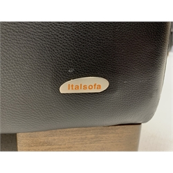 Italsofa - Contemporary black leather corner sofa, raised on block supports, 203cm x 231cm