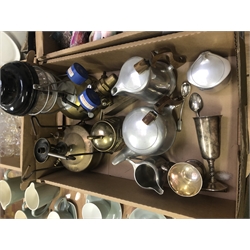 Box of Picquot Ware, Camping Stove,Tilly Lamp,Etc