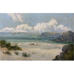 William Langley (British 1852-1922): Coastal Landscape with Seagulls, oil on canvas signed 39cm x 59cm