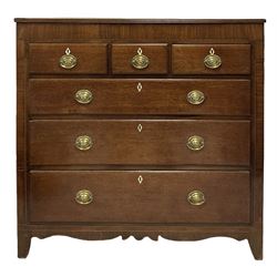 George III oak chest of drawers, fitted with three short and three long drawers