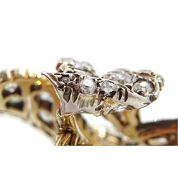 Early-mid 20th century silver and gold, old cut diamond three leaf brooch, circa 1940's, total diamond weight approx 2.50 carat
