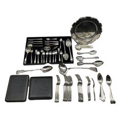 Quantity of plated cutlery in various designs and plated bread board frame