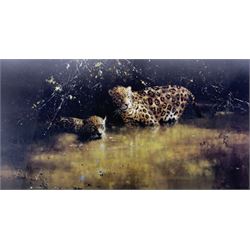 David Shepherd (British 1931-2017): 'Jaguars', limited edition colour print signed in pencil blindstamped and numbered 17/1500, 31cm x 56cm