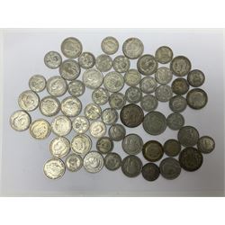 Approximately 480 grams of pre 1947 Great British silver coins and Queen Victoria 1893 crown and 1885 halfcrown coin