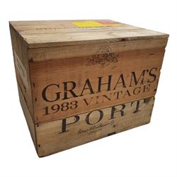 Graham's 1983 vintage port, 75cl, twelve bottles, in original wooden crate