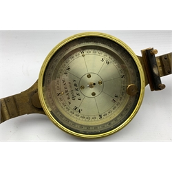19th Century brass miners dial by W Gardam, Leeds with silvered dial D13.5cm and another in black case by J Casartelli No. 605