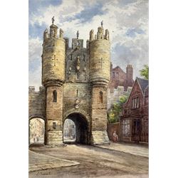 Louisa Fennell (British 1847-1930): 'Monk Bar' and 'Micklegate Bar', pair watercolours signed, titled verso 51cm x 36cm (2)