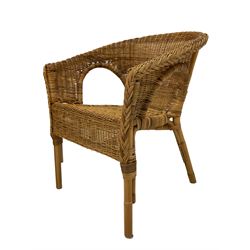 Pair of rattan basket conservatory armchairs