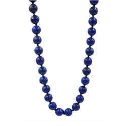  Lapis lazuli bead necklace, with 9ct gold clasp stamped 375  