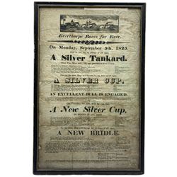 'Alverthorpe Races for Ever', advertising poster detailing the ponies and their owners dated September 1825, 44cm x 27cm