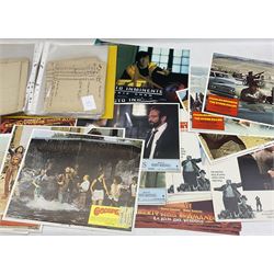 Bag of lobby cards and a folder of railway documents including Work Sheets, LNWR memos etc