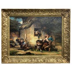 After Robert Gavin (Scottish 1827-1883): 'Fooling Around', 20th century oil on canvas indistinctly signed, housed in ornate gilt frame 59cm x 79cm