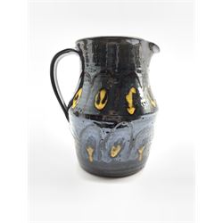 David Leech (1911 - 2005): Studio pottery Tenmoku slip glazed jug, H20cm 