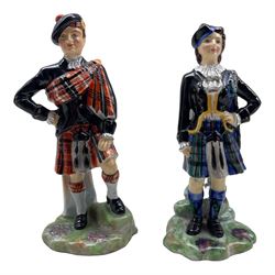 Pair of Radnor 'Tartan' figures Macdonald and Campbell H18cm