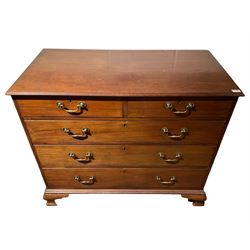 19th century mahogany chest, the rectangular top and moulded edge over two short and three long mahogany lined graduating drawers, raised on ogee supports 