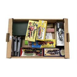 Various diecast model vehicles including Corgi classics, Corgi Guinness etc, mostly boxed but all with permanent marker to the lids, accessories etc, in one box