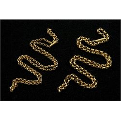 Two early 20th century gold link necklaces, with barrel clasps, stamped 9c