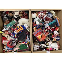 Large collection of souvenir dolls in five boxes (qty)