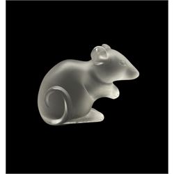 Lalique frosted glass model of a Mouse, engraved Lalique France to base, H3.5cm