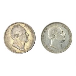 Two William IIII halfcrown coins, dated 1835 and 1837