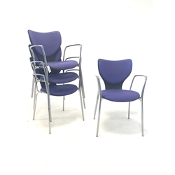 Jorge Pensi for Akaba - Set of four 'Gorka' stacking chairs with upholstered seat and back rest, raised on brushed aluminium supports 
Set four Akaba stacking chairs - Jorge pensi - gorka 