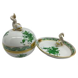 Herend Chinese Bouquet Bonbonniere no. 6167 H10cm and card holder decorated in the same pattern no. 7746 (2)