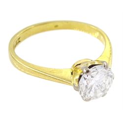 18ct gold single stone round brilliant cut diamond ring, London 1981, diamond approx 1.05 carat