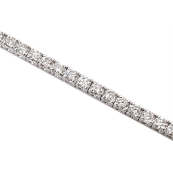 White gold round brilliant cut diamond line bracelet, stamped 18K, total diamond weight approx 2.65 carat