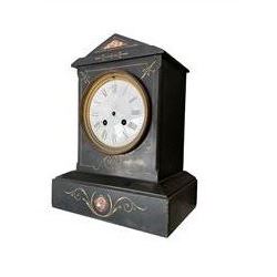 French slate and marble mantle clock.