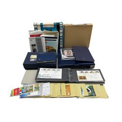 Stamps including various presentation packs and first day covers from the Queen Elizabeth II Royal Mail Millennium collection, other first day covers, PHQ cards etc, in albums, folders and loose, in one box
