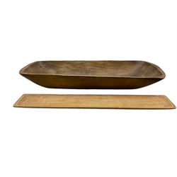 Large carved dough trough, together with dough tray max L115cm